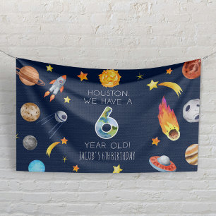 Houston wir haben eine 6-jährige 6. Geburtstagsfei Banner