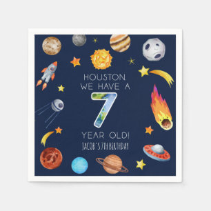 Houston wir haben eine 7-jährige 7. Geburtstagsfei Serviette