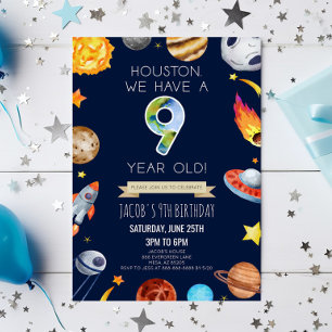 Houston wir haben eine 9-jährige 9. Geburtstagsfei Einladung