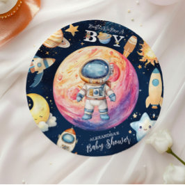 Houston, wir haben eine Junge Außenraumdusche Pappteller