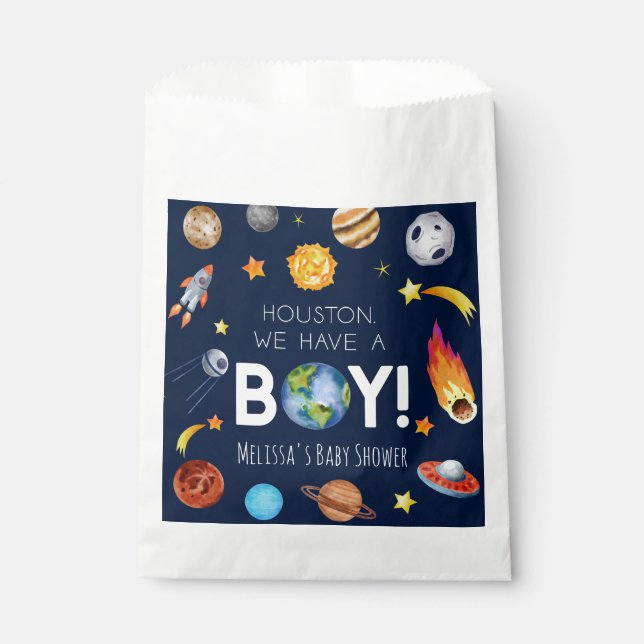Houston, wir haben eine junge Galaxy Baby-Dusche Geschenktütchen (Vorderseite)