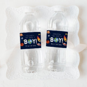 Houston, wir haben eine junge Galaxy Baby-Dusche Wasserflaschenetikett