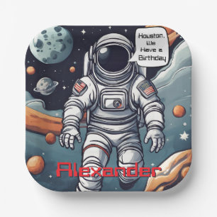 Houston, wir haben einen Geburtstag! Astronautenpa Pappteller