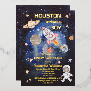 Houston, wir haben einen Jungen - Babyparty im Wel Folieneinladung