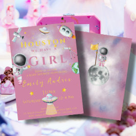 Houston, wir haben einen kleinen Babyduschraum Ast Einladung