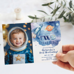 Houston, wir haben einen zweijährigen Jungen Foto  Einladung