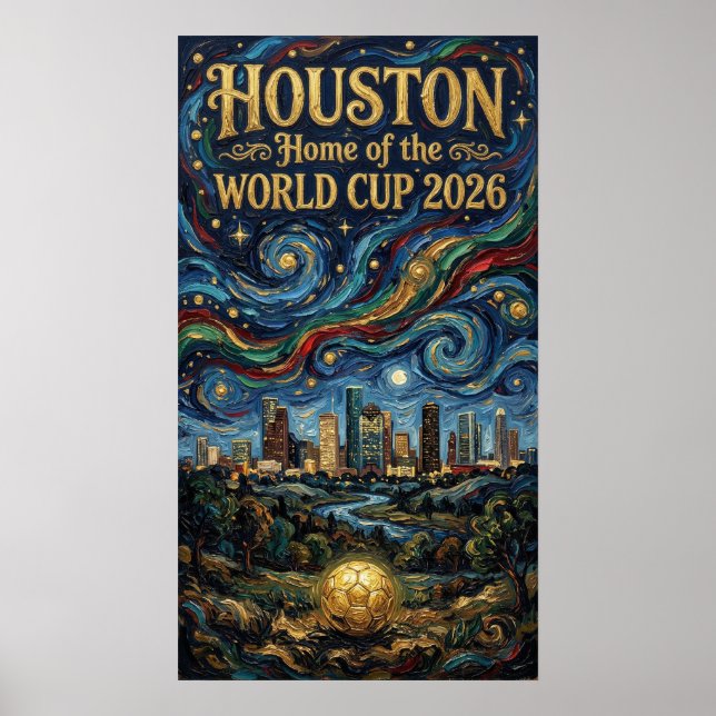  Houston World Cup 2026 Night Reflection Soccer Poster (Vorne)
