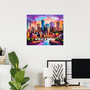 Houstons Skyline Graffiti-Kunst Poster