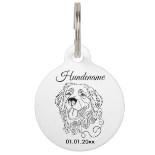 Hovawart Minimalist Line Art Personalized Tag Haustiermarke