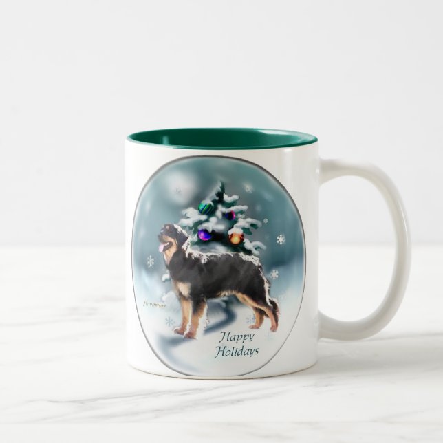 Hovawart Weihnachtsgeschenken Zweifarbige Tasse (Rechts)