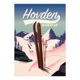 Hovden Norwegen Ski Reiseplakat. Fotodruck