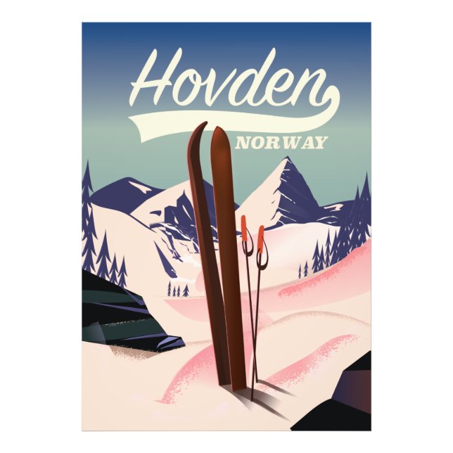 Hovden Norwegen Ski Reiseplakat. Fotodruck (Vorne)