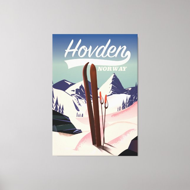 Hovden Norwegen Ski Reiseplakat. Leinwanddruck (Vorderseite)