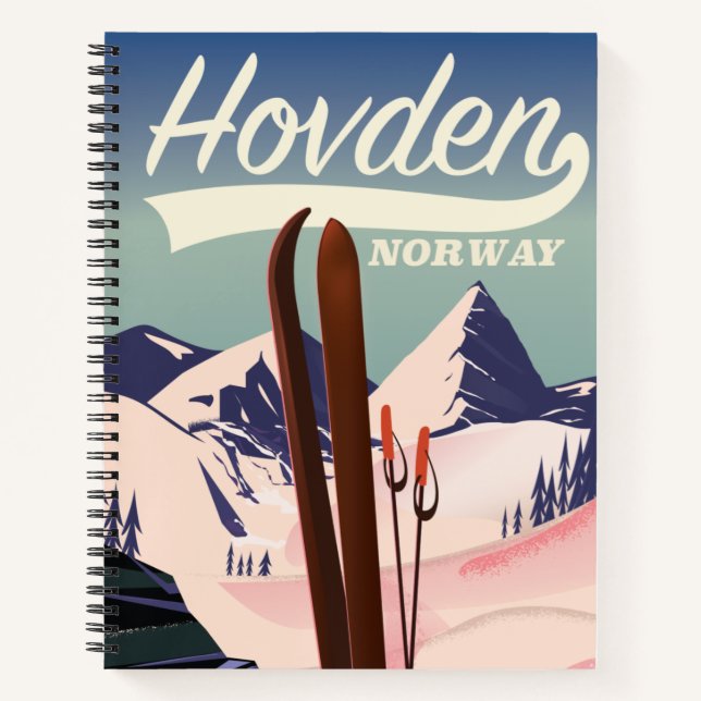 Hovden Norwegen Ski Reiseplakat. Notizbuch (Vorderseite)
