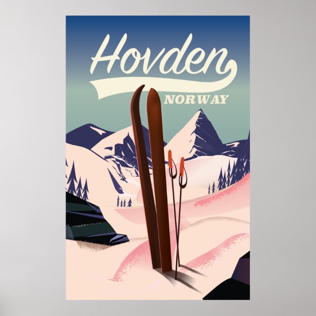 Hovden Norwegen Ski Reiseplakat. Poster (Vorne)