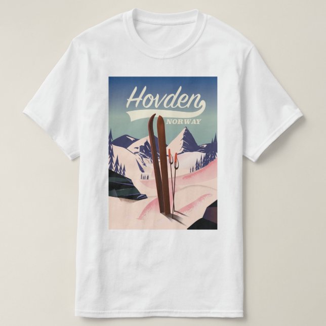Hovden Norwegen Ski Reiseplakat. T-Shirt (Design vorne)