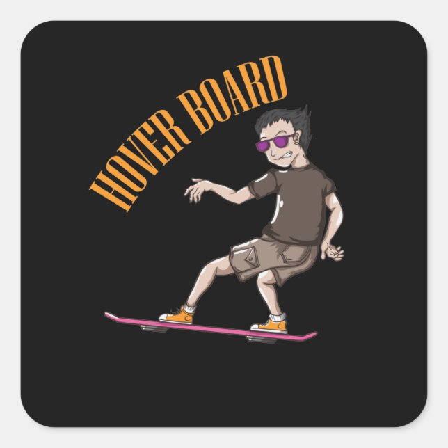 Hover Board Design Marty Quadratischer Aufkleber (Vorderseite)