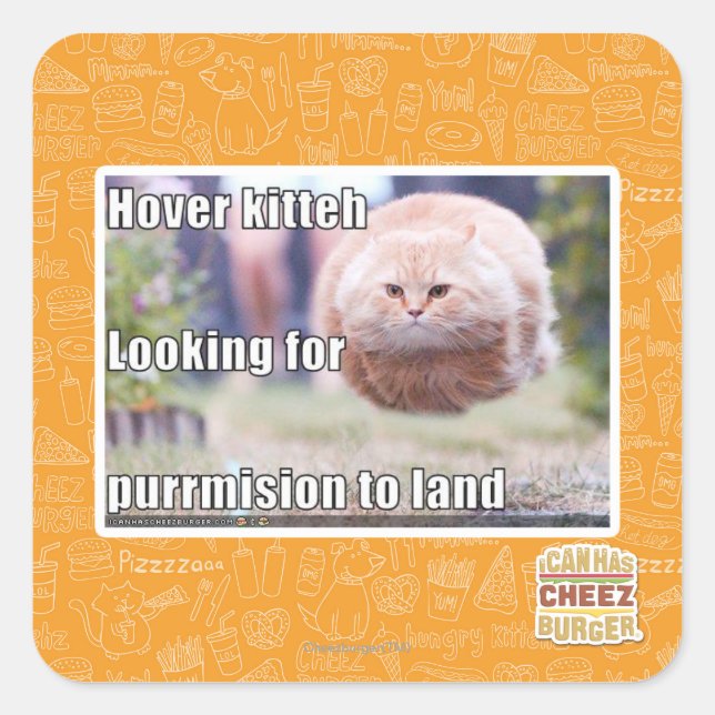 Hover kitteh quadratischer aufkleber (Vorderseite)