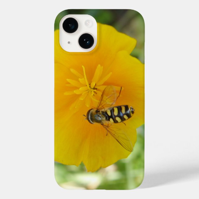 Hoverfly und kalifornischer Mohn Case-Mate iPhone Hülle (Rückseite)