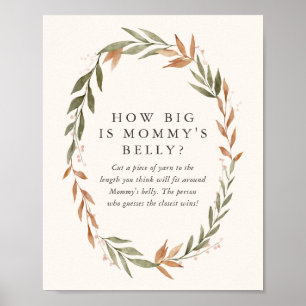 How Big is Mommy's Belly Fall Baby Shower Sign Poster