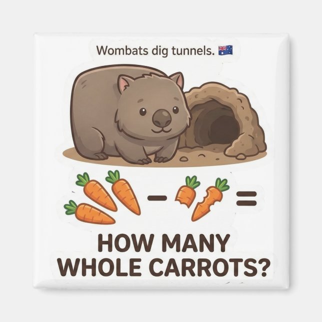 How Many Carrots? Wombat Math Subtraction Game Magnet (Vorne)
