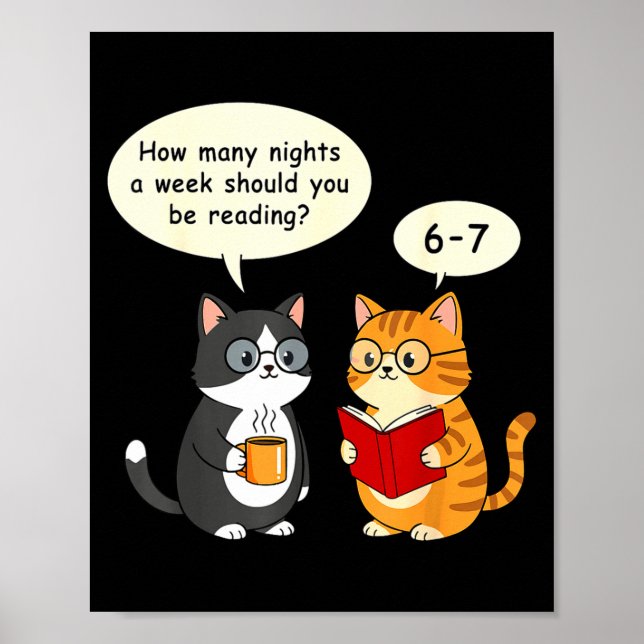 How Many Nights Reading 67 Englieacher Cats Book L Poster (Vorne)