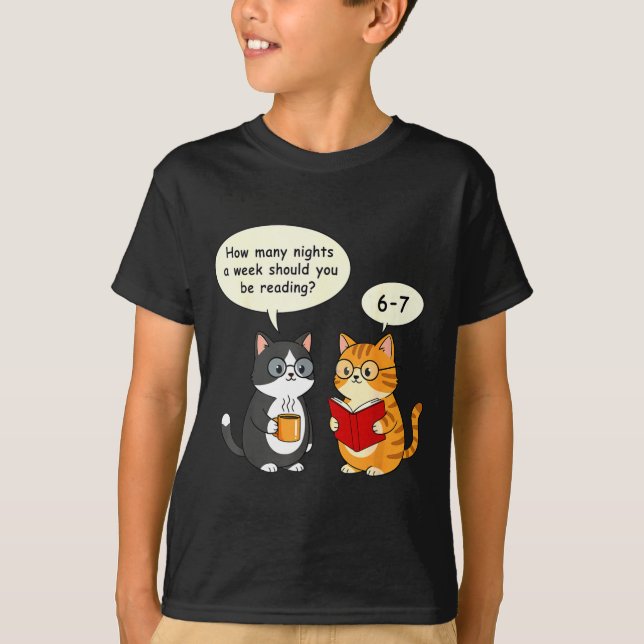How Many Nights Reading 67 Englieacher Cats Book L T-Shirt (Vorderseite)