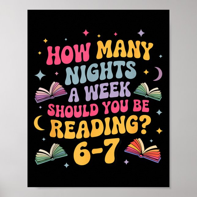 How Many Nights Reading 67 Meme Six Seven Teacher  Poster (Vorne)