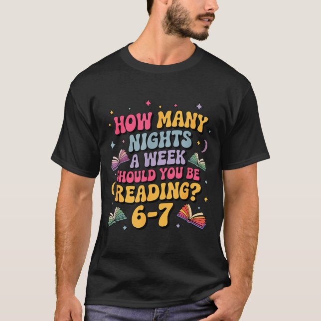 How Many Nights Reading 67 Meme Six Seven Teacher  T-Shirt (Vorderseite)