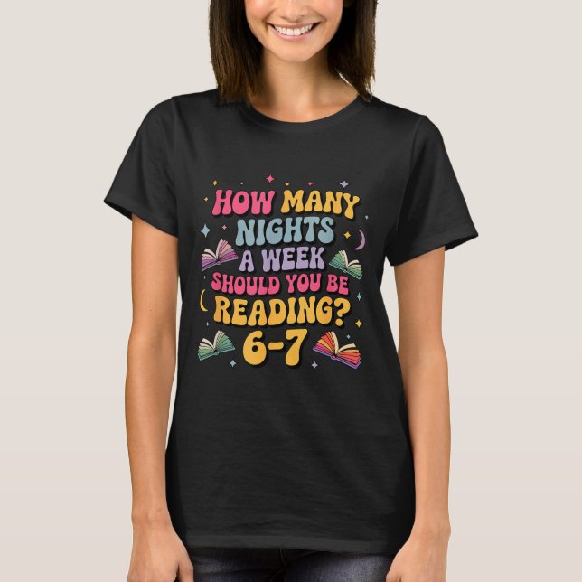 How Many Nights Reading 67 Meme Six Seven Teacher  T-Shirt (Vorderseite)
