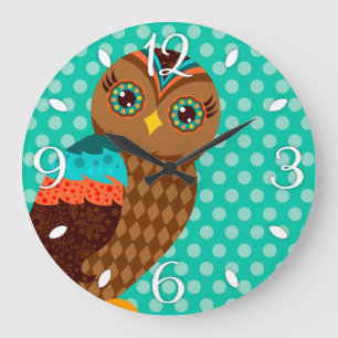 How Now Brown Owl Wall Clock Große Wanduhr