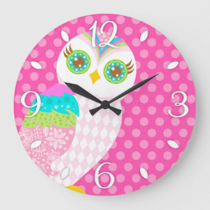 How Now White Owl Wall Clock Große Wanduhr