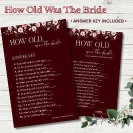 How Old Was the Bride Answer Key | Burgundy Floral