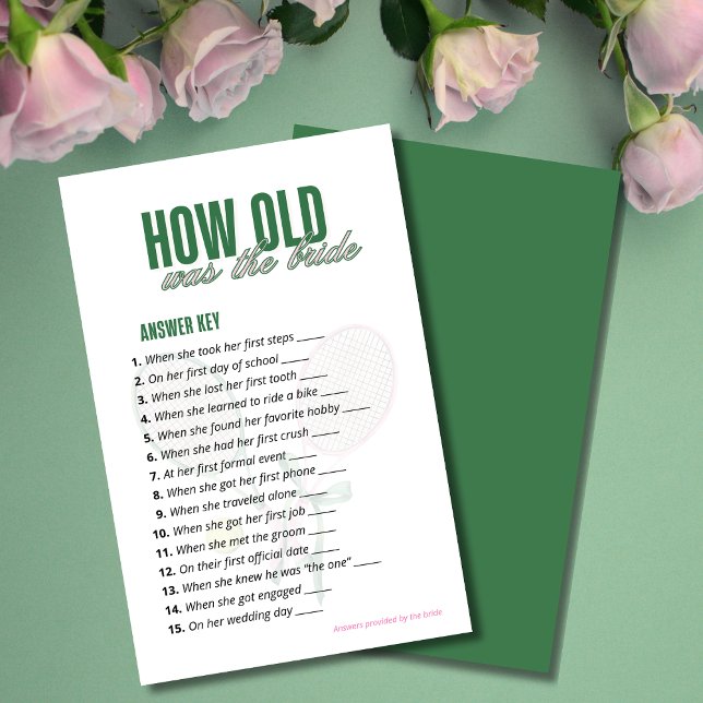 How Old Was the Bride Answer Key | Tennis Game  (Von Creator hochgeladen)