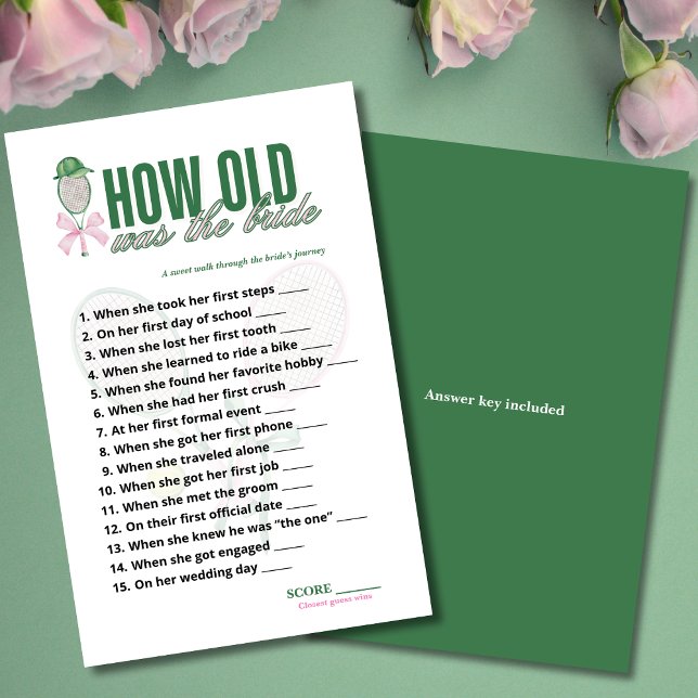 How Old Was the Bride Tennis Bridal Shower Game (Von Creator hochgeladen)
