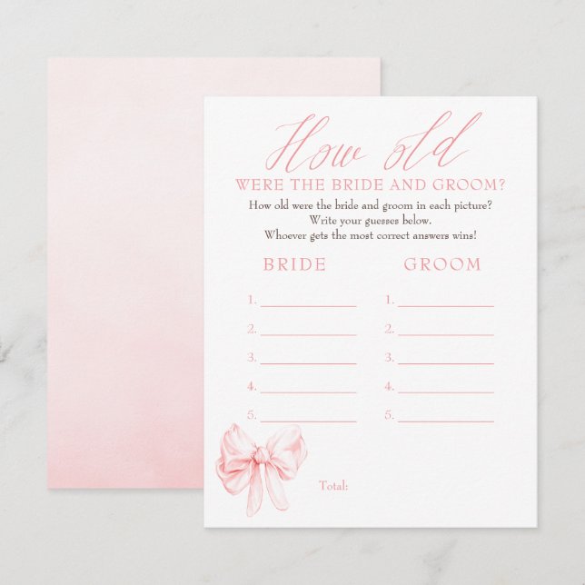 How Old Were The Bride And Groom Game Cards Begleitkarte (Vorne/Hinten)