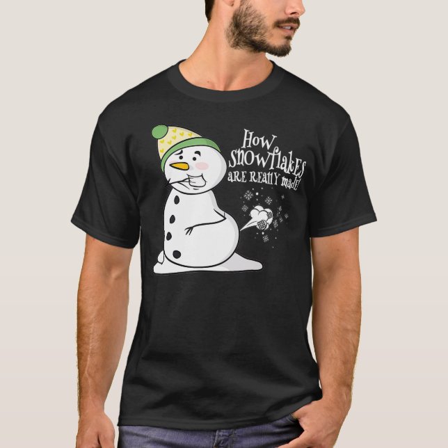 How Snowflakes Are Really Made Funny Snowman Chris T-Shirt (Vorderseite)