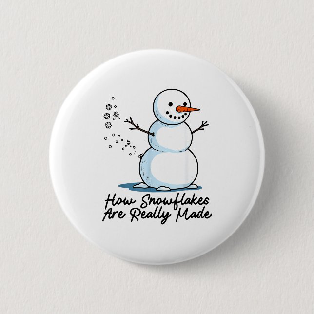 How Snowflakes Are Really Made Snowman Christmas J Button (Vorderseite)