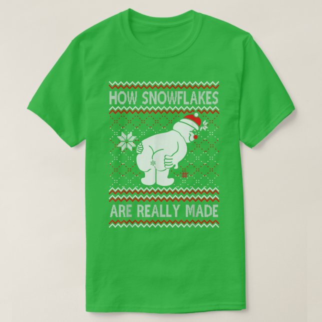 How Snowflakes Are Really Made Snowman Ugly Christ T-Shirt (Design vorne)