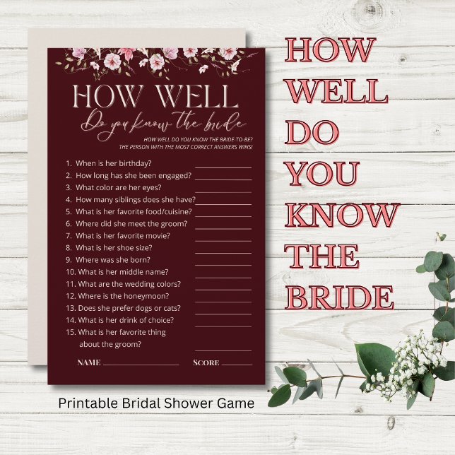 How Well Do You Know the Bride Bridal Shower Game (Von Creator hochgeladen)