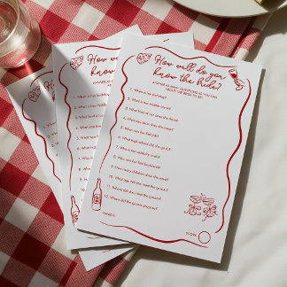 How Well Do You Know The Bride Bridal Shower Game Hinweiskarte