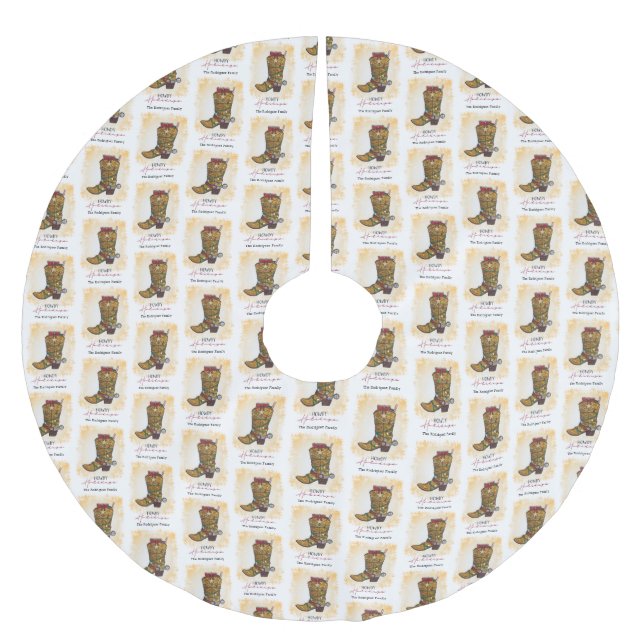 Howday Weihnachten Lights Cowboy Boot Polyester Weihnachtsbaumdecke (Vorderseite)