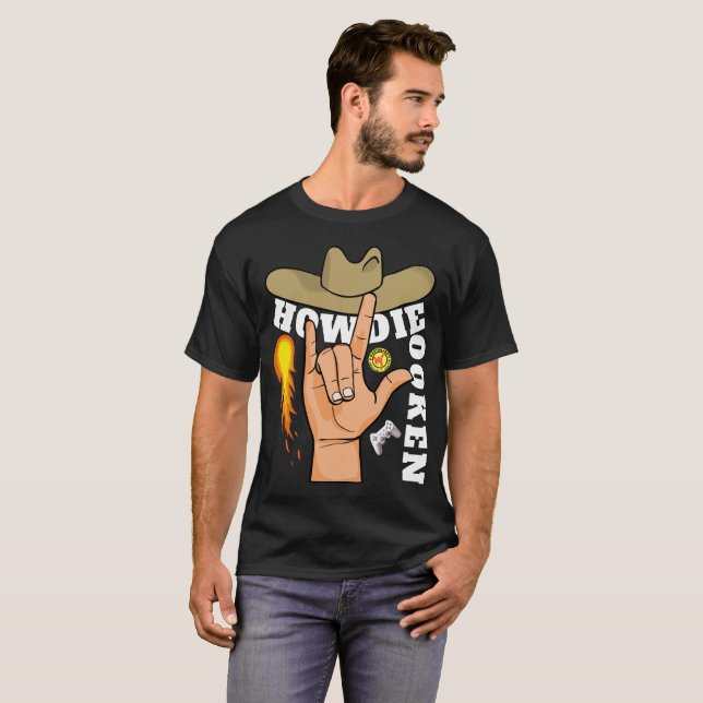 Howdie Ooken Cowboy Gamer T-Shirt (Vorne ganz)
