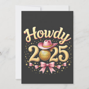 Howdy 2025 New Year Eve Cowboy Western Feiertagskarte