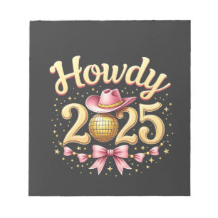 Howdy 2025 New Year Eve Cowboy Western Notizblock