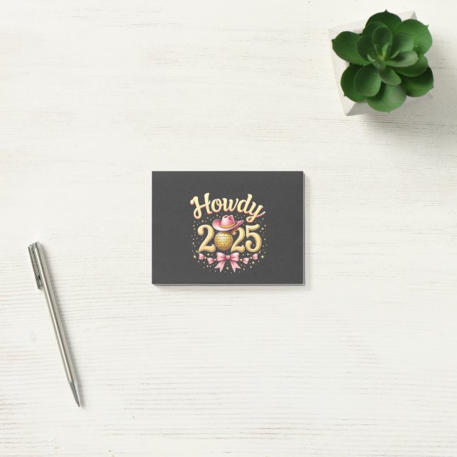 Howdy 2025 New Year Eve Cowboy Western Post-it Klebezettel (Büro)