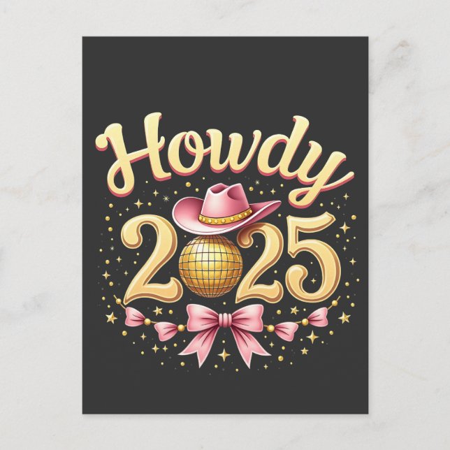 Howdy 2025 New Year Eve Cowboy Western Postkarte (Vorderseite)