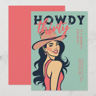 Howdy 30 Western Retro Pink Poster 30. Geburtstag Einladung