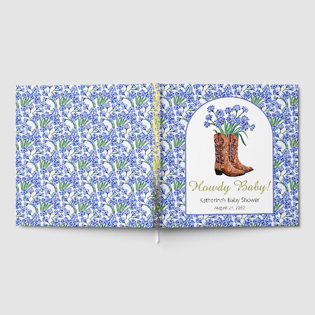 Howdy Baby Bluebonnets Cowboy Baby Dusche Gästebuch (Voll)
