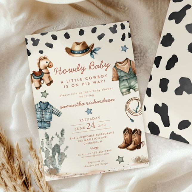 Howdy Baby Little Cowboy Baby Dusche Einladung (Von Creator hochgeladen)